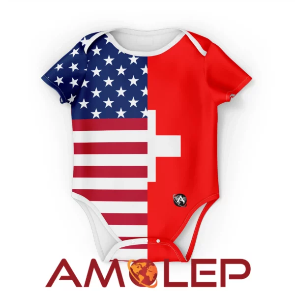 Half and Half AOP Full Double/Mixed Flags Baby Body Romper