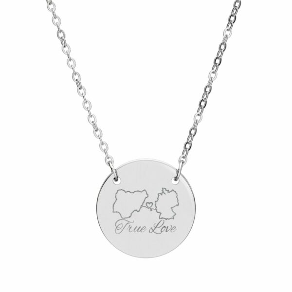 Personalized Circle Necklace - Engraved True Love Pendant
